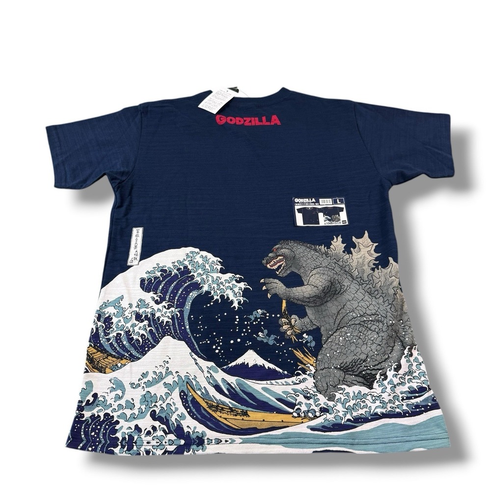 NWT Godzilla Toho The Great Wave Off Kanagawa Limited Collectors Shirt Japan LG